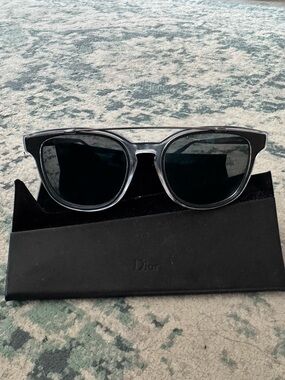 Dior Clear Frame Sunglasses with Black Lenses